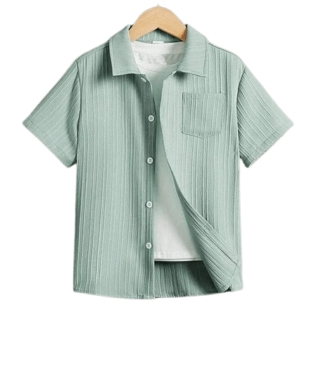 Half Sleeves Self-Striped Shirt – Green
