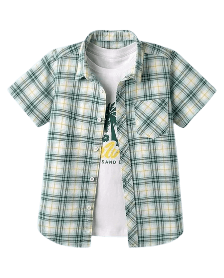 Green Check Half-Sleeve Shirt