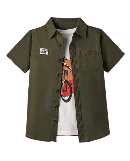 Half Sleeves Shirt With T-Shirt