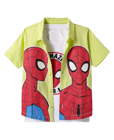 Spiderman Cotton T-Shirt & Shirt Set – Neon Green
