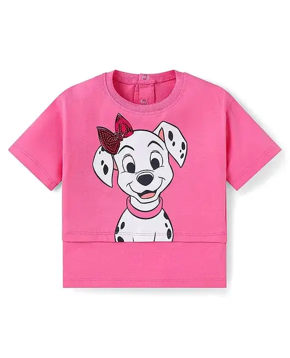 101 Dalmatians Dark Pink Overlapped T-Shirt – Baby Girls